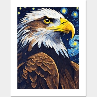 Eagle Animal Painting in a Van Gogh Starry Night Art Style Posters and Art